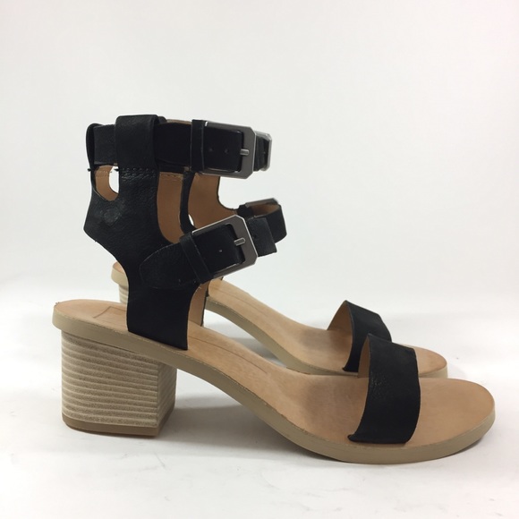 Dolce Vita Dual West Black Nubuck Sandals Heels - Picture 4 of 7